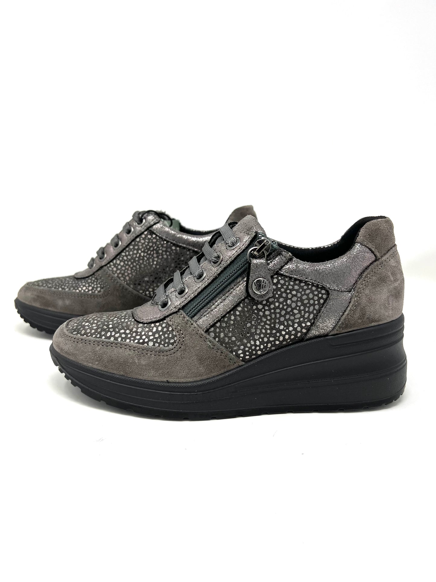 Sneakers scamosciata grigio inserti animalier 2760111
