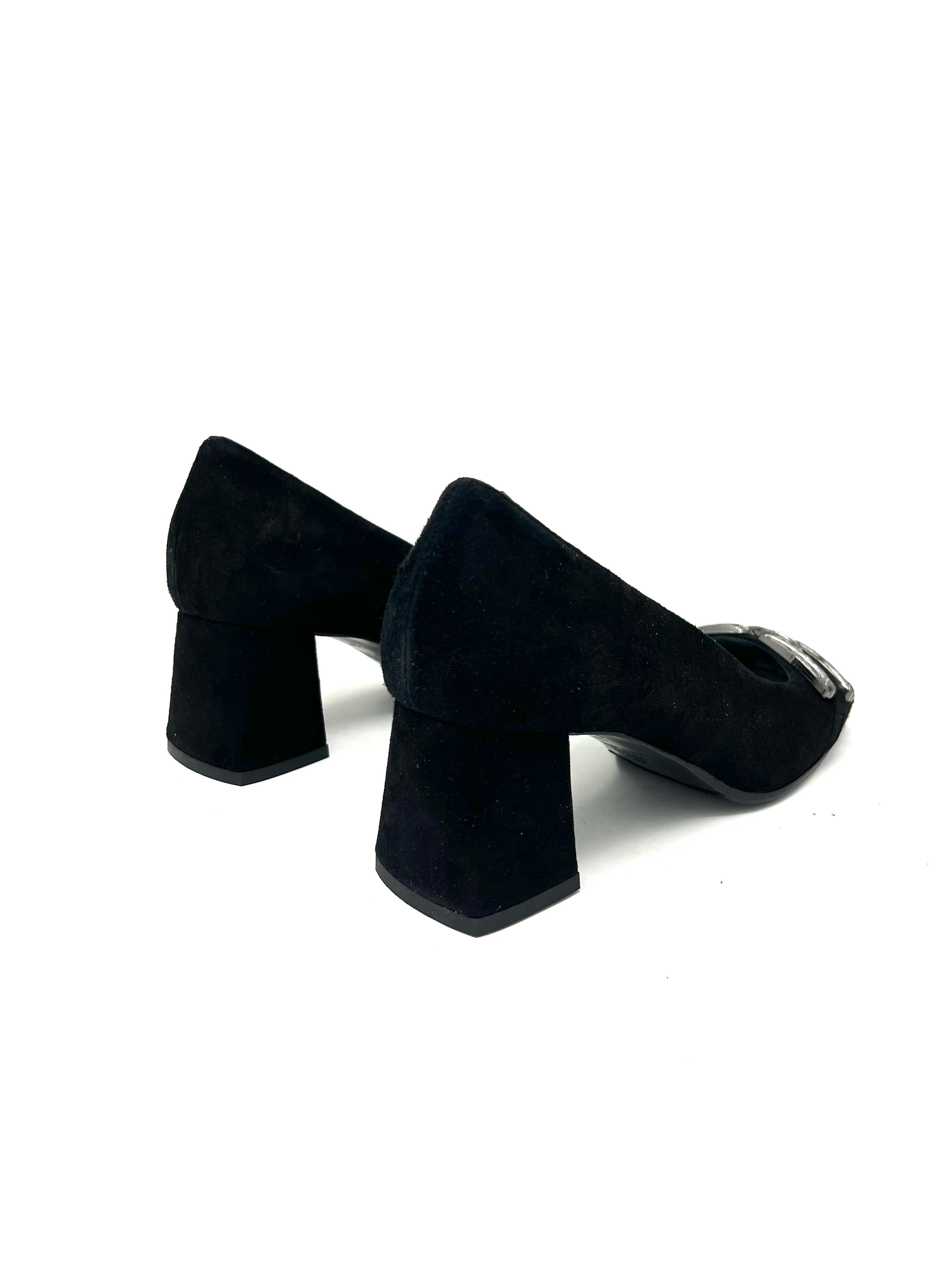 Decolletè t.50 morsetto antracite camoscio nero - 22652NE