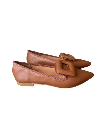 Mocassino accessorio in pelle marrone - A0310CM
