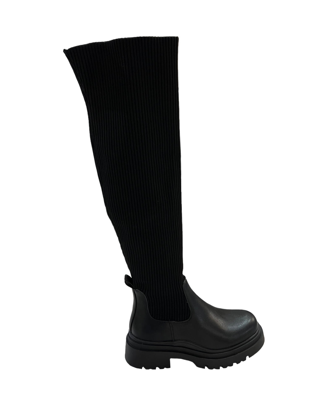Stivale fondo chunky tessuto a costine nero - HL006NE