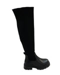 Stivale fondo chunky tessuto a costine nero - HL006NE