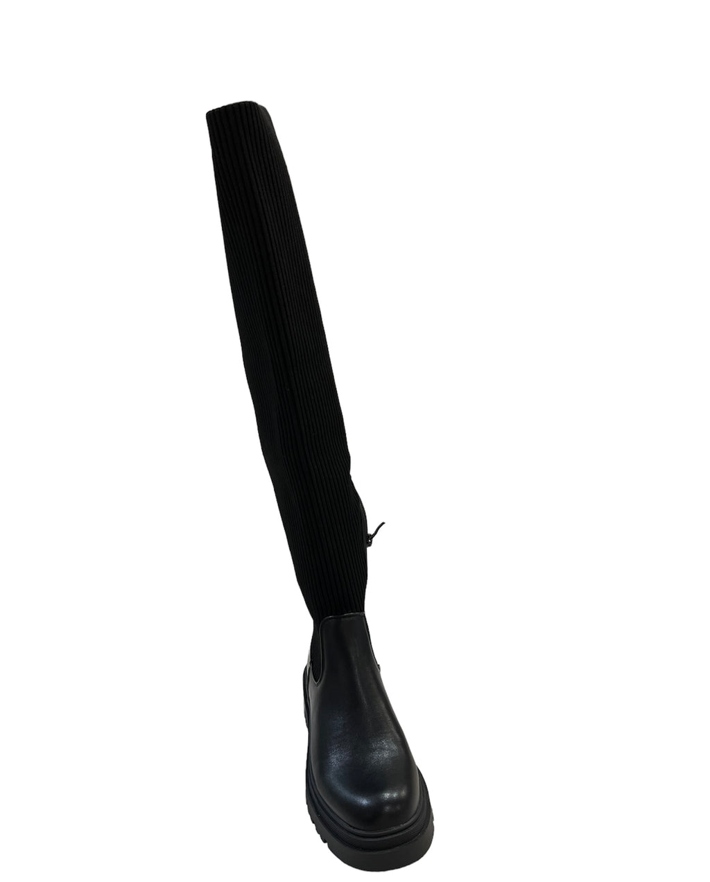 Stivale fondo chunky tessuto a costine nero - HL006NE