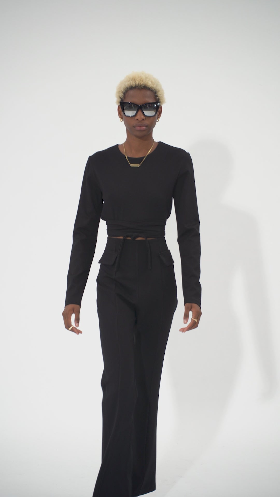 Top in viscosa nero - L6389