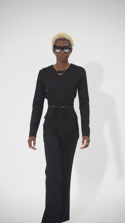 Top in viscosa nero - L6389