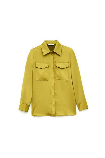 Camicia in raso con tasche  - L6602