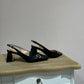 Slingback in vera pelle con tacco geometrico -C0702AN