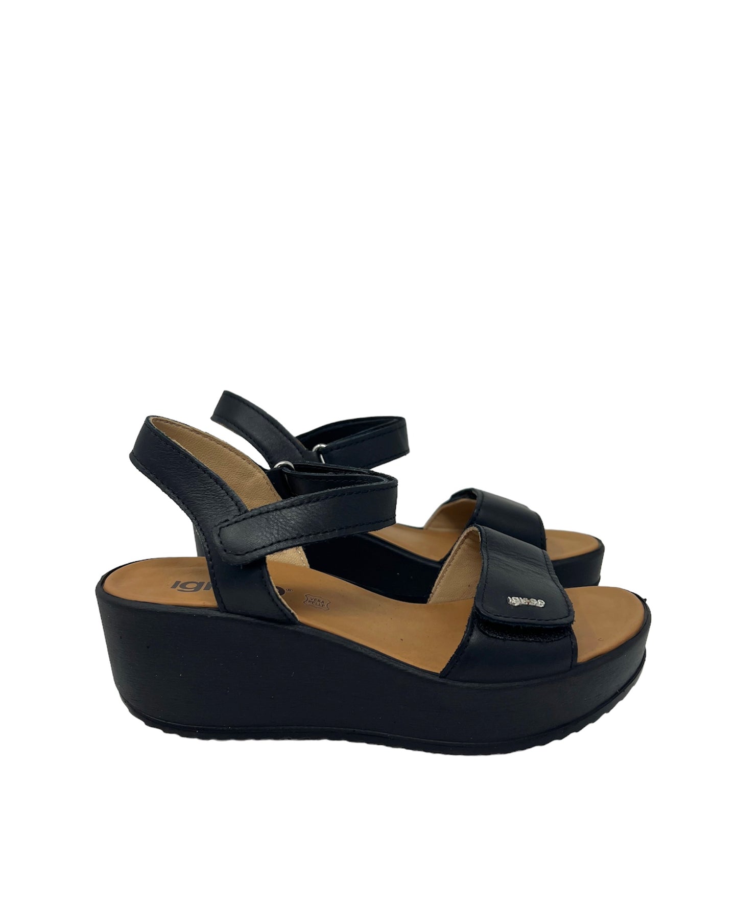 Sandalo platform in pelle nero Igi_&co -3667100