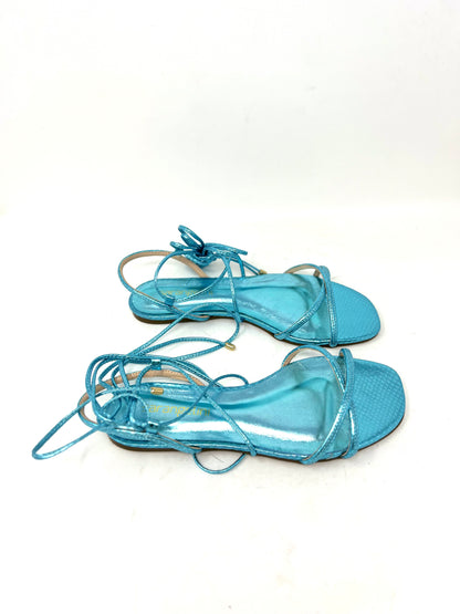 Sandalo flat con lacci blue sky -2048SK