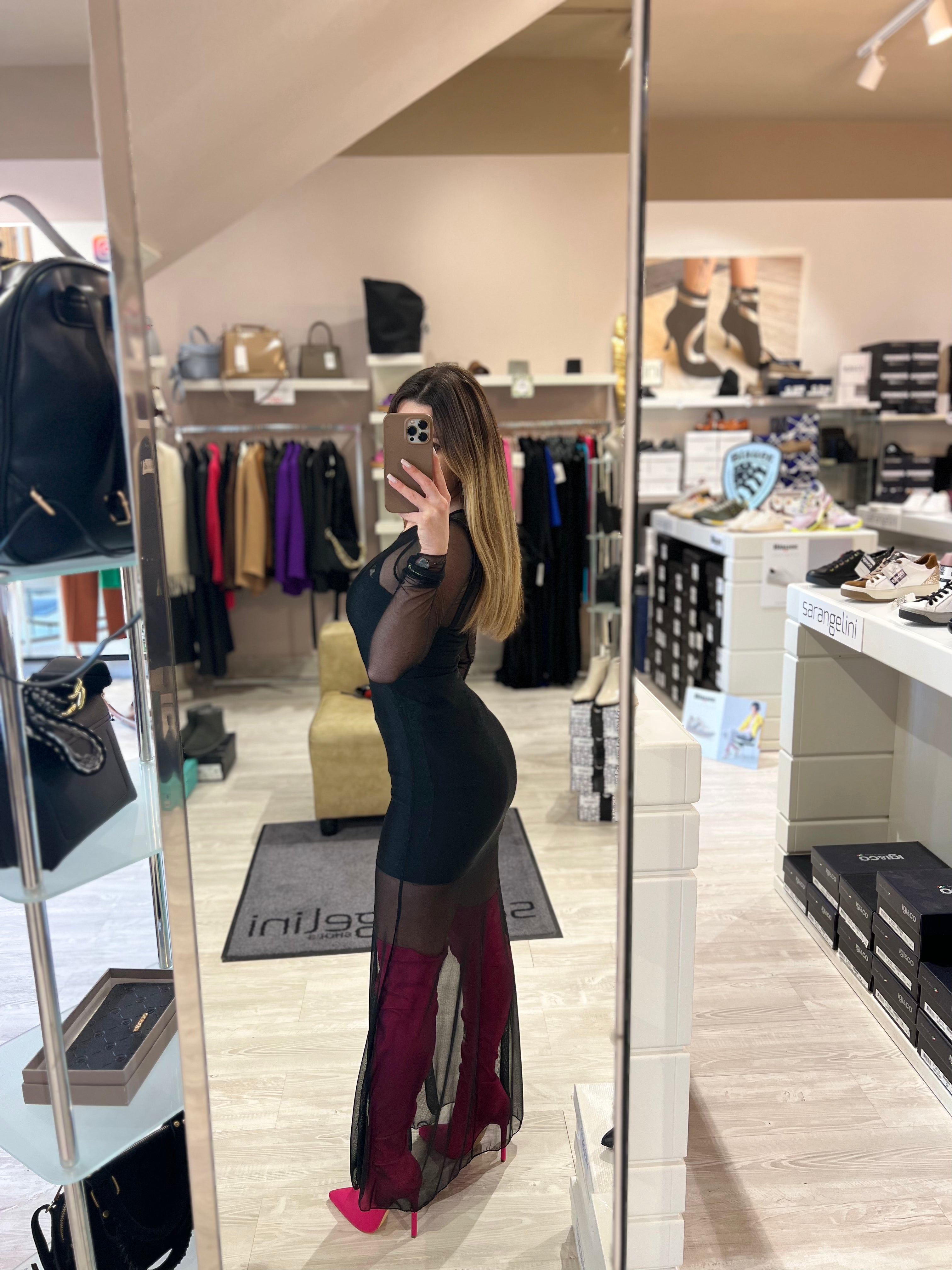Copri costume in tulle nero -7270NE