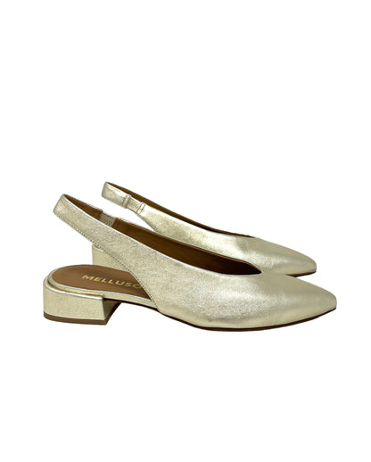 Ballerina aperta in nappa platino - D156D