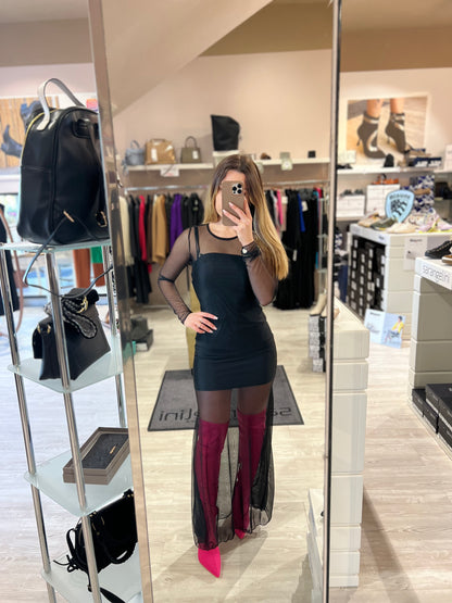 Copri costume in tulle nero -7270NE
