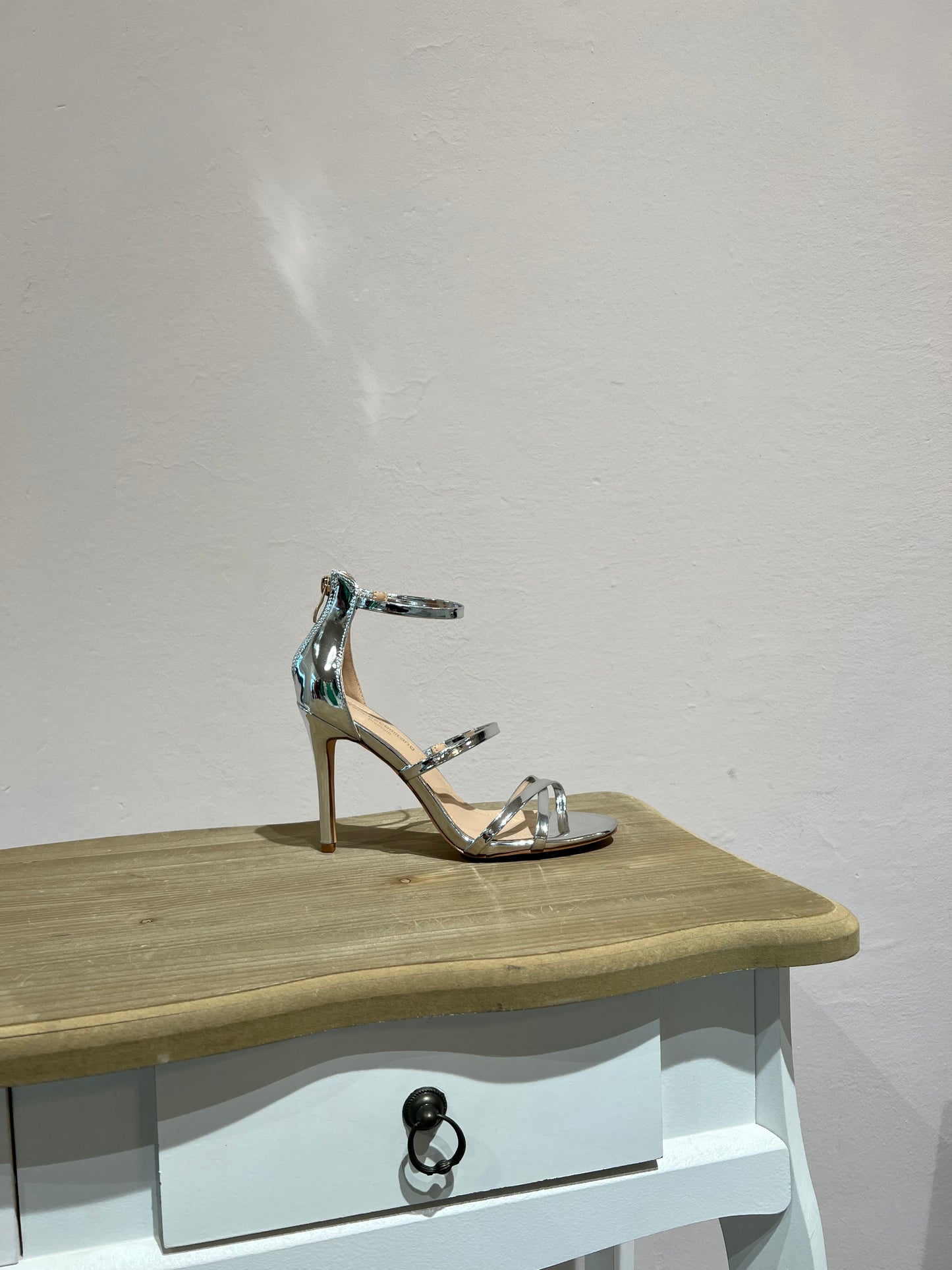 Sandalo con tacco a specchio argento -C2303LA