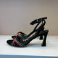 Sandalo con tacco nero listini multicolor - 2088C1