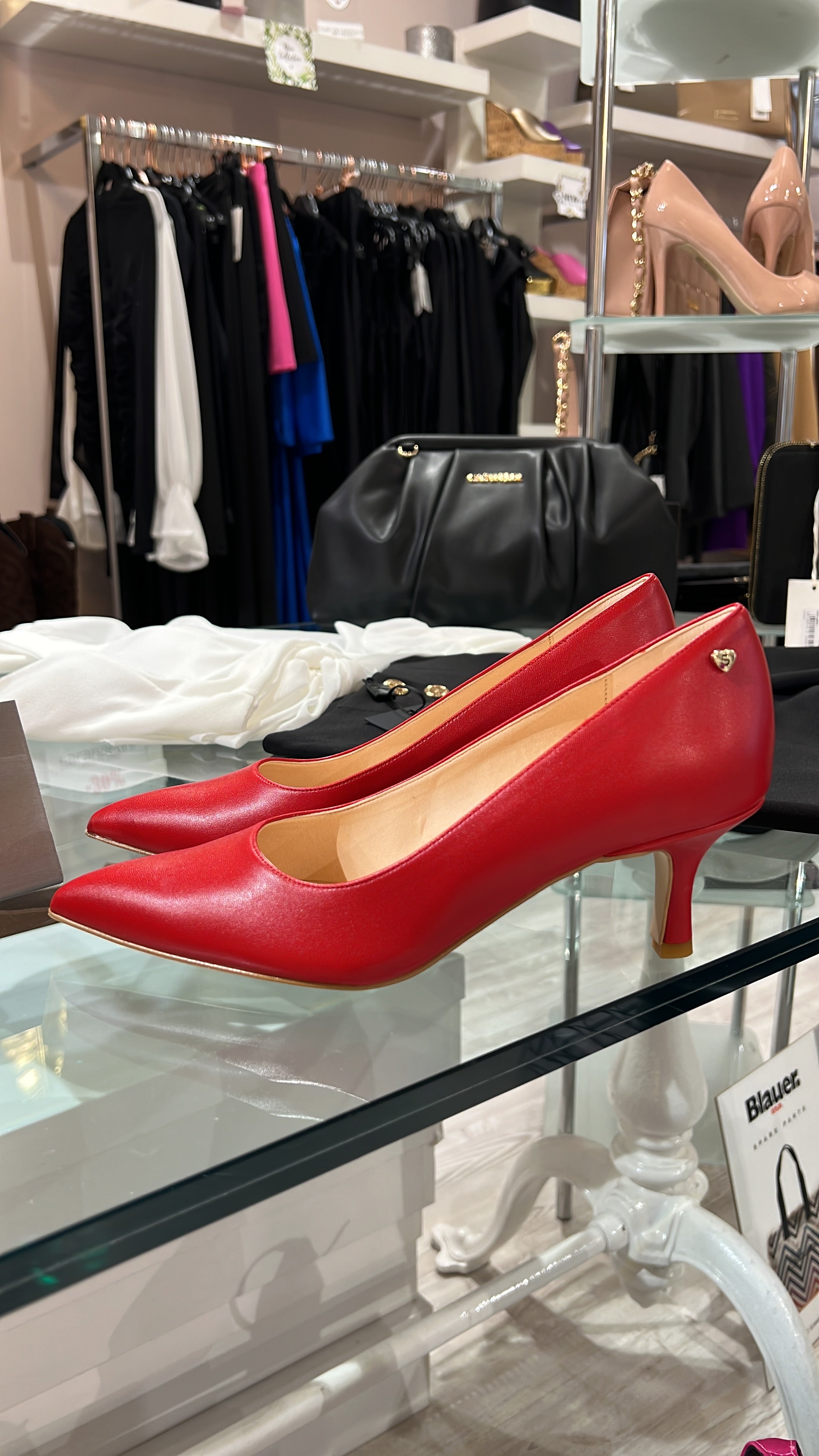 Decollète in pelle rosse tacco 5cm - 1701RO