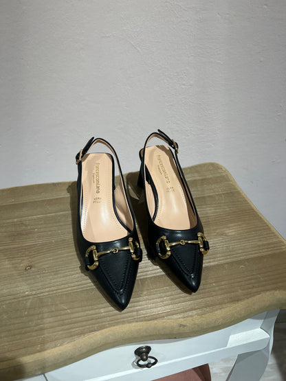 Slingback in vera pelle con tacco geometrico -C0702AN